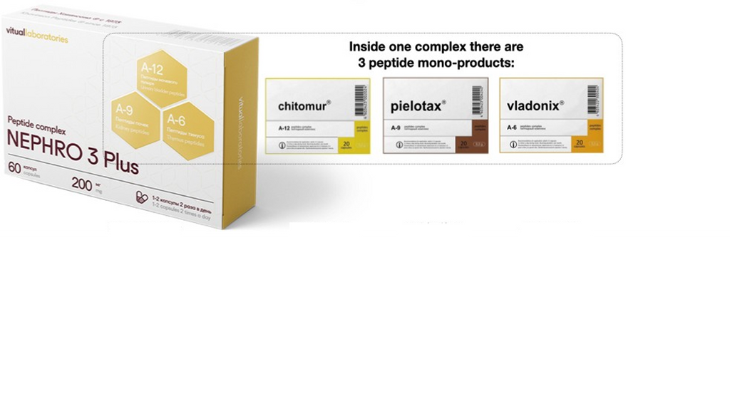 Nephro 3 Plus peptidkompleks med Pielotax, Chitomur og Vladonix