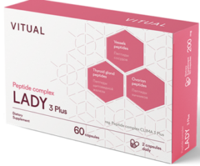 Vitual Lady 3 Plus peptide complex packaging on a transparent background